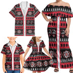 Perth Bears Rugby Christmas Family Matching Off Shoulder Maxi Dress and Hawaiian Shirt Aboriginal Seamless Cardigan Inspired