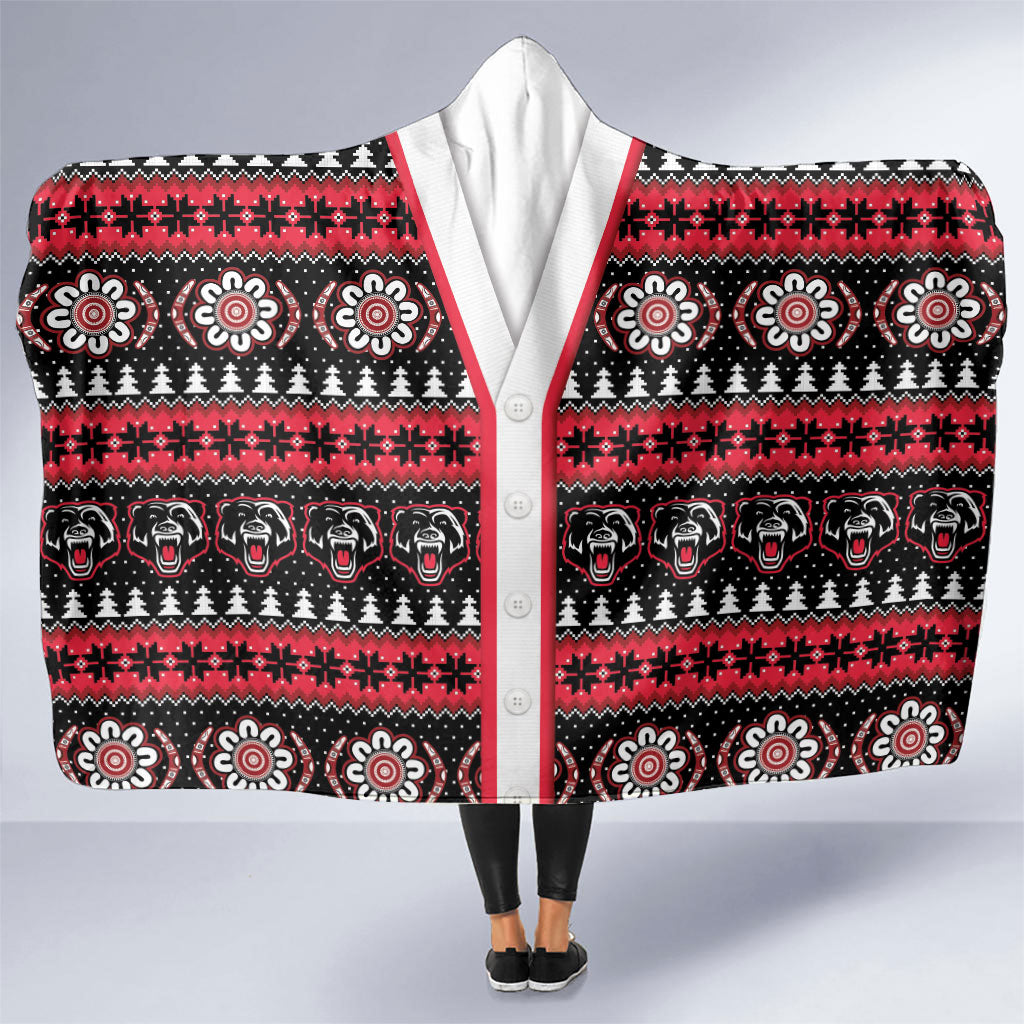 Perth Bears Rugby Christmas Hooded Blanket Aboriginal Seamless Cardigan Inspired