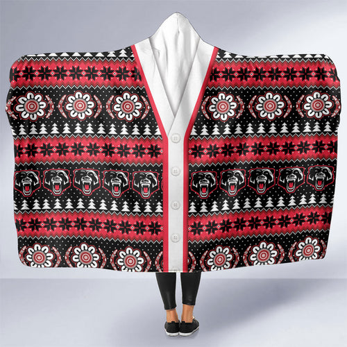 Perth Bears Rugby Christmas Hooded Blanket Aboriginal Seamless Cardigan Inspired