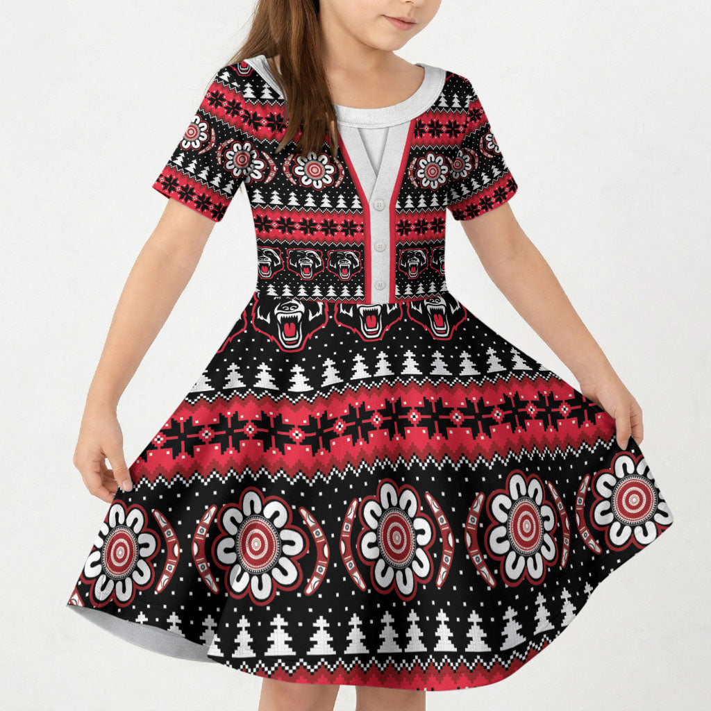 Perth Bears Rugby Christmas Kid Short Sleeve Dress Aboriginal Seamless Cardigan Inspired