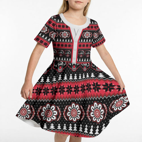 Perth Bears Rugby Christmas Kid Short Sleeve Dress Aboriginal Seamless Cardigan Inspired