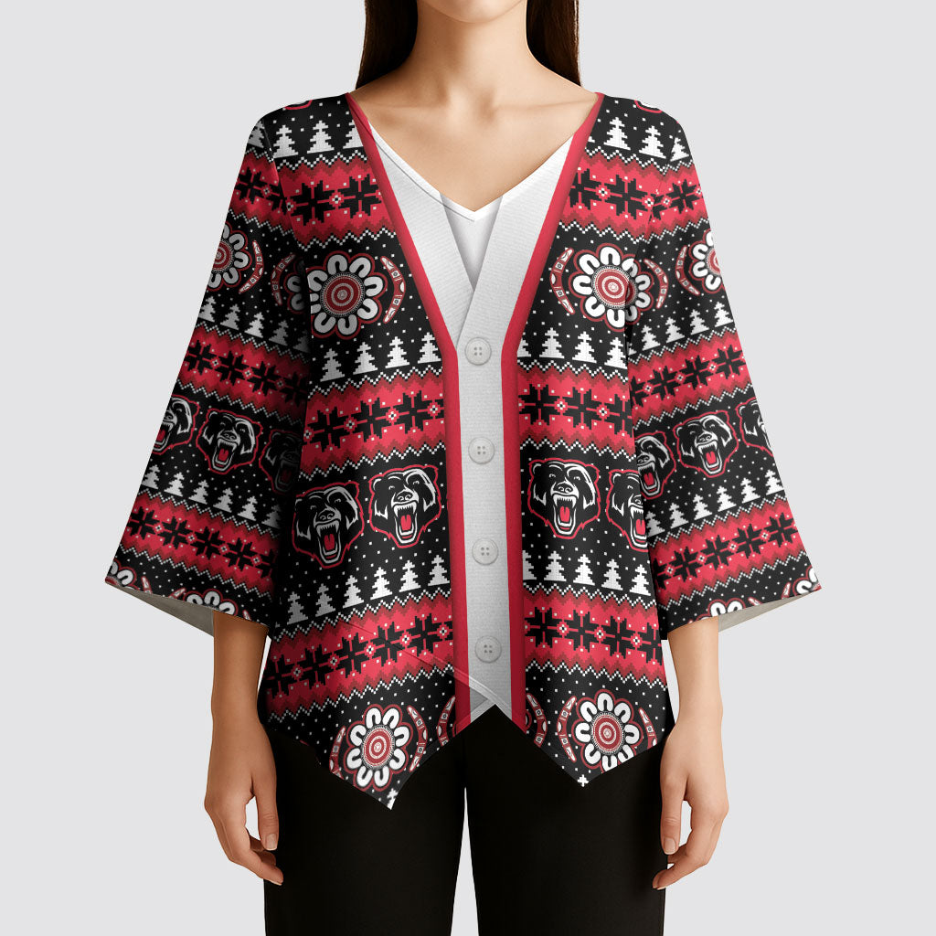 Perth Bears Rugby Christmas Kimono Sleeve Blouse Aboriginal Seamless Cardigan Inspired