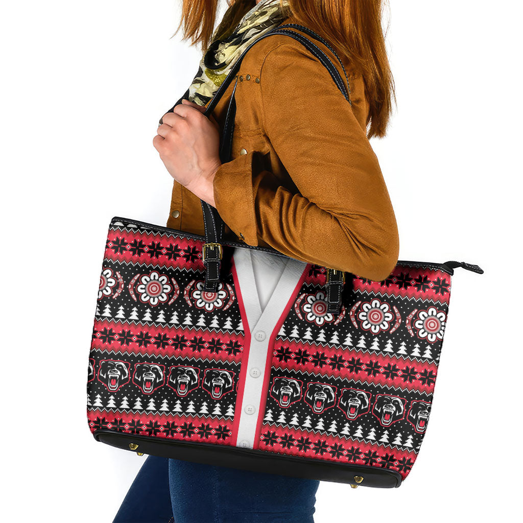Perth Bears Rugby Christmas Leather Tote Bag Aboriginal Seamless Cardigan Inspired