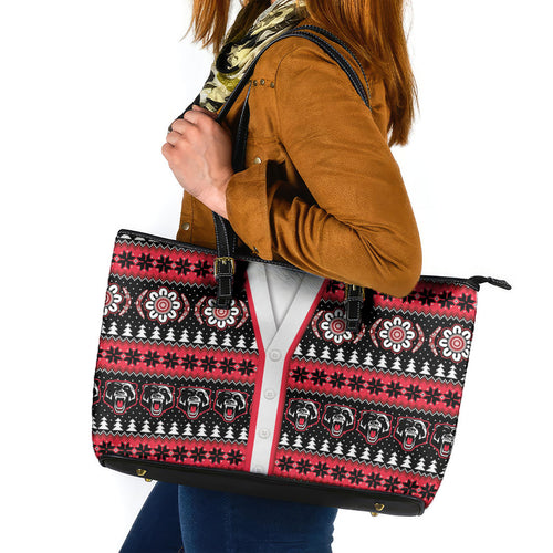 Perth Bears Rugby Christmas Leather Tote Bag Aboriginal Seamless Cardigan Inspired