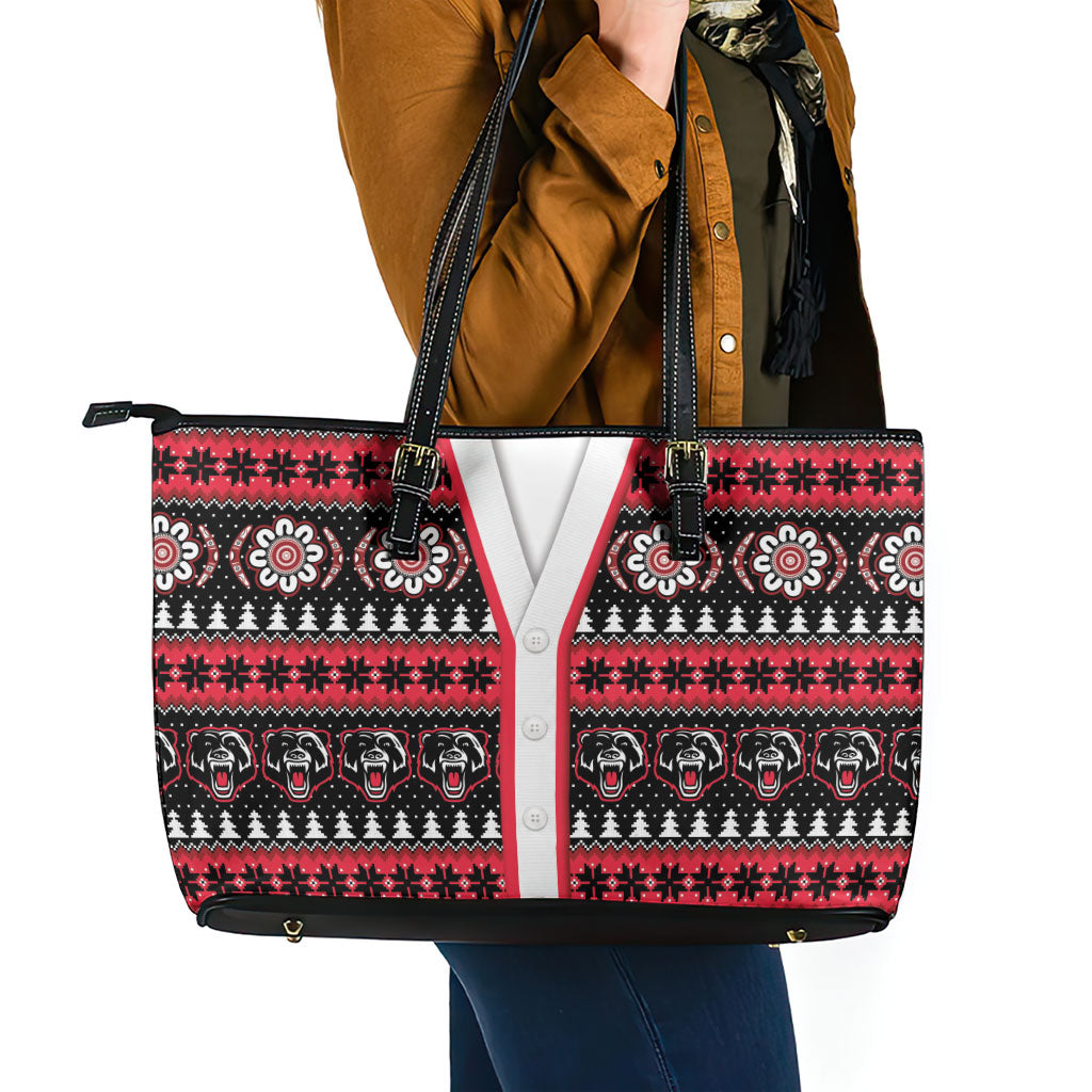 Perth Bears Rugby Christmas Leather Tote Bag Aboriginal Seamless Cardigan Inspired