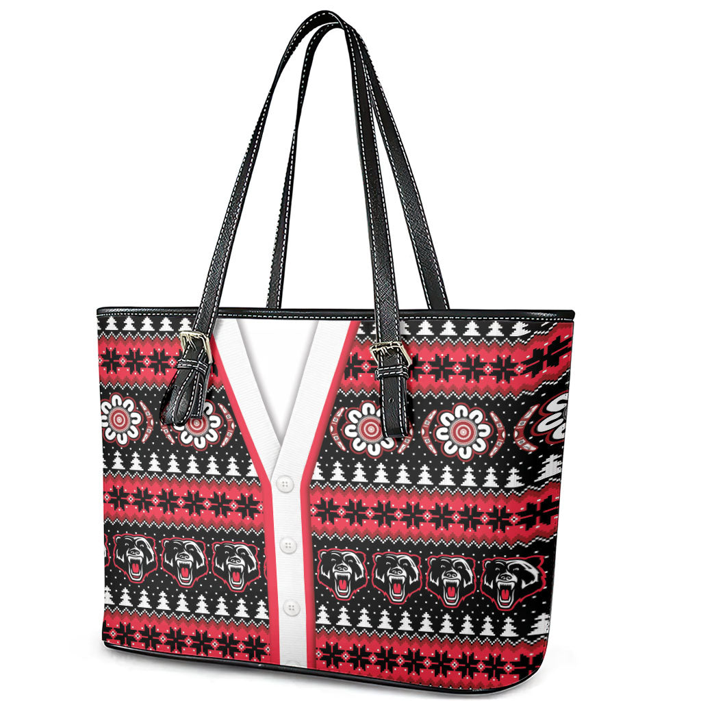 Perth Bears Rugby Christmas Leather Tote Bag Aboriginal Seamless Cardigan Inspired