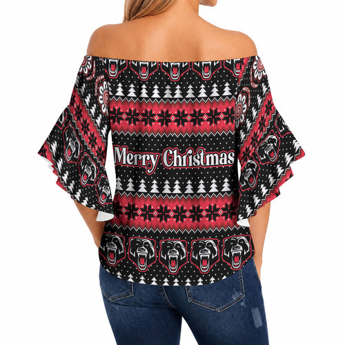 Perth Bears Rugby Christmas Off Shoulder Wrap Waist Top Aboriginal Seamless Cardigan Inspired