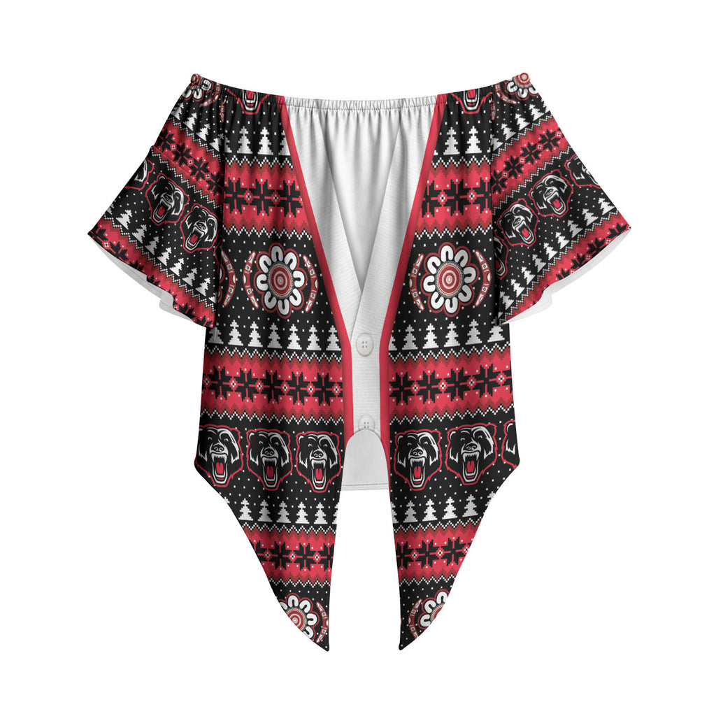 Perth Bears Rugby Christmas Off Shoulder Wrap Waist Top Aboriginal Seamless Cardigan Inspired