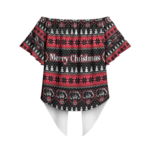 Perth Bears Rugby Christmas Off Shoulder Wrap Waist Top Aboriginal Seamless Cardigan Inspired