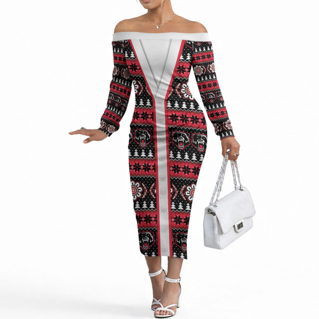 Perth Bears Rugby Christmas Off The Shoulder Long Sleeve Dress Aboriginal Seamless Cardigan Inspired