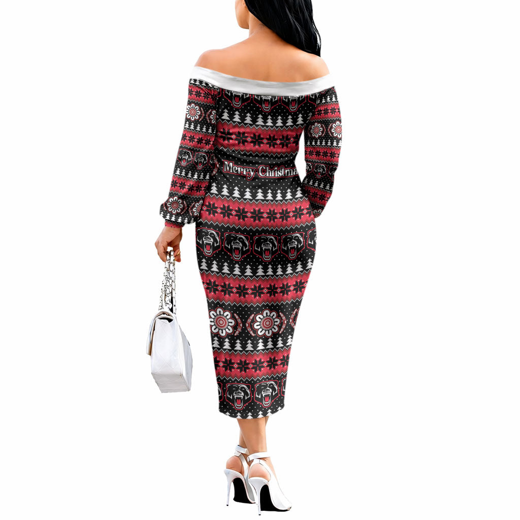 Perth Bears Rugby Christmas Off The Shoulder Long Sleeve Dress Aboriginal Seamless Cardigan Inspired