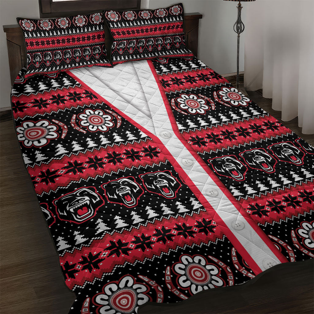 Perth Bears Rugby Christmas Quilt Bed Set Aboriginal Seamless Cardigan Inspired
