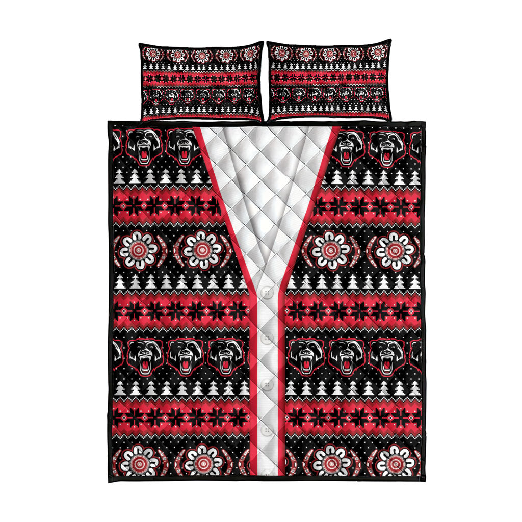 Perth Bears Rugby Christmas Quilt Bed Set Aboriginal Seamless Cardigan Inspired