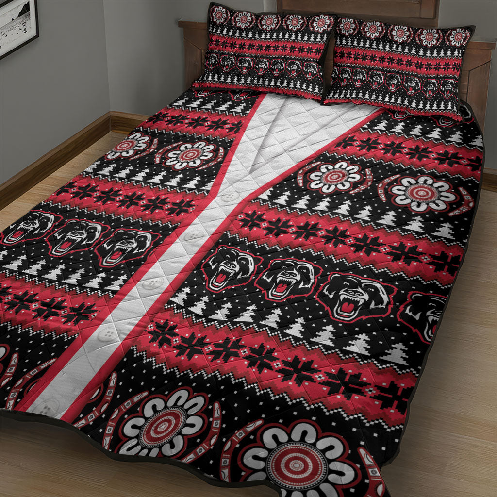 Perth Bears Rugby Christmas Quilt Bed Set Aboriginal Seamless Cardigan Inspired