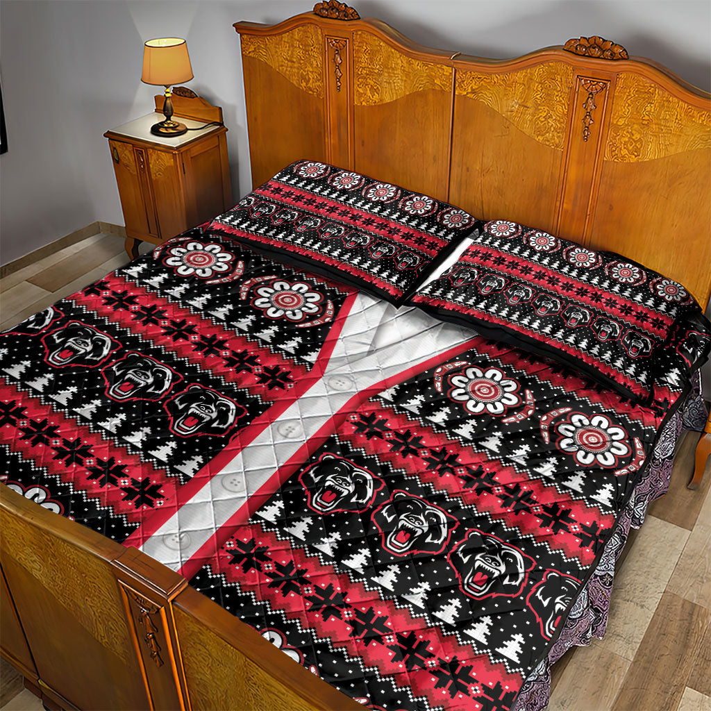 Perth Bears Rugby Christmas Quilt Bed Set Aboriginal Seamless Cardigan Inspired