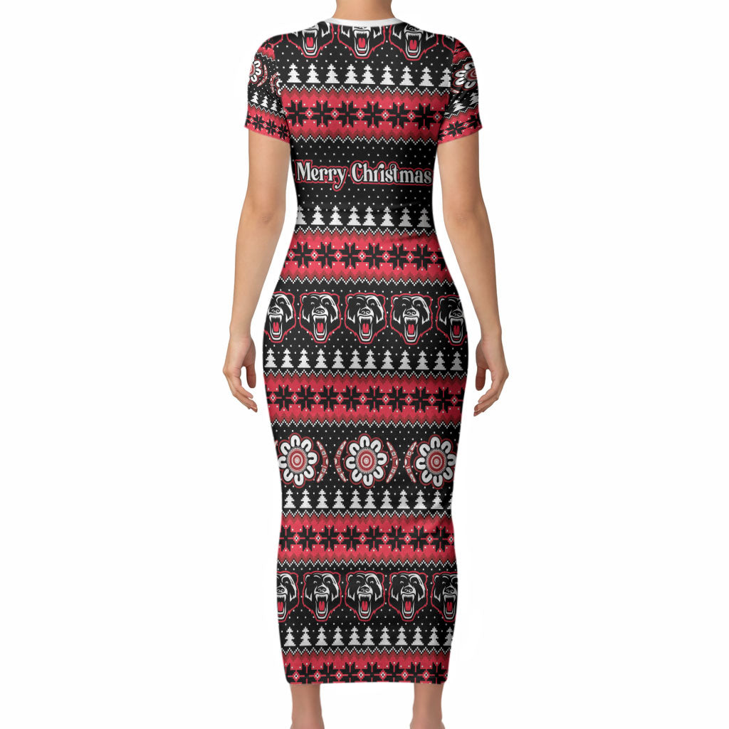 Perth Bears Rugby Christmas Short Sleeve Bodycon Dress Aboriginal Seamless Cardigan Inspired