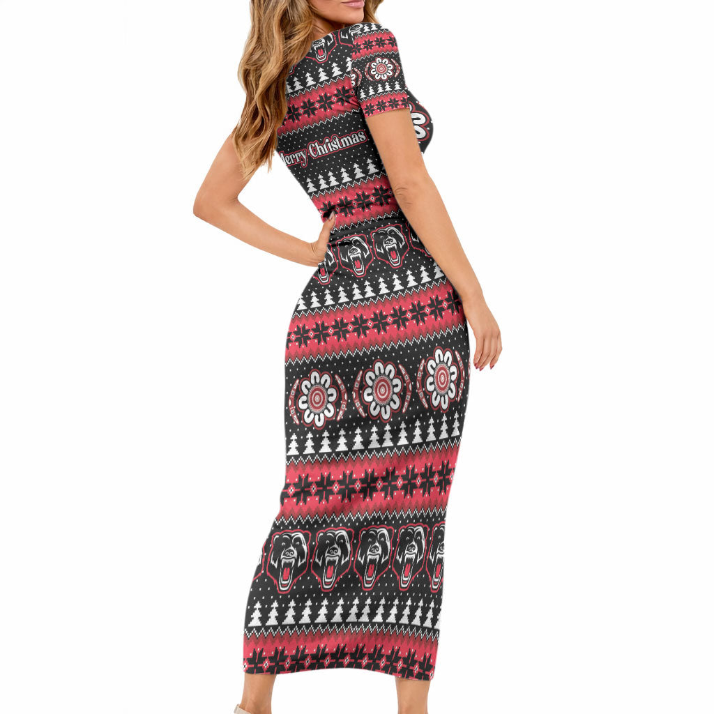 Perth Bears Rugby Christmas Short Sleeve Bodycon Dress Aboriginal Seamless Cardigan Inspired