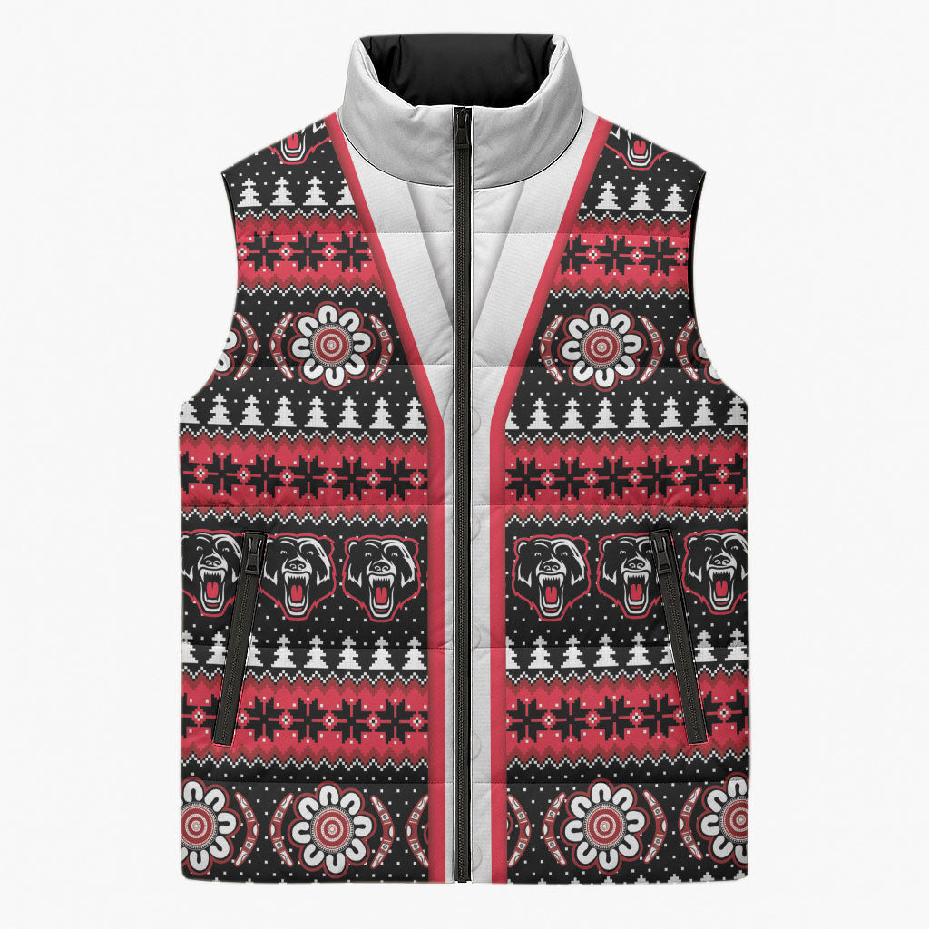 Perth Bears Rugby Christmas Sleeveless Puffer Jacket Aboriginal Seamless Cardigan Inspired
