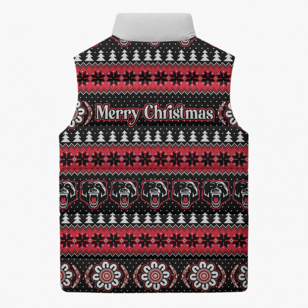 Perth Bears Rugby Christmas Sleeveless Puffer Jacket Aboriginal Seamless Cardigan Inspired