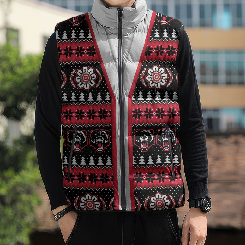 Perth Bears Rugby Christmas Sleeveless Puffer Jacket Aboriginal Seamless Cardigan Inspired