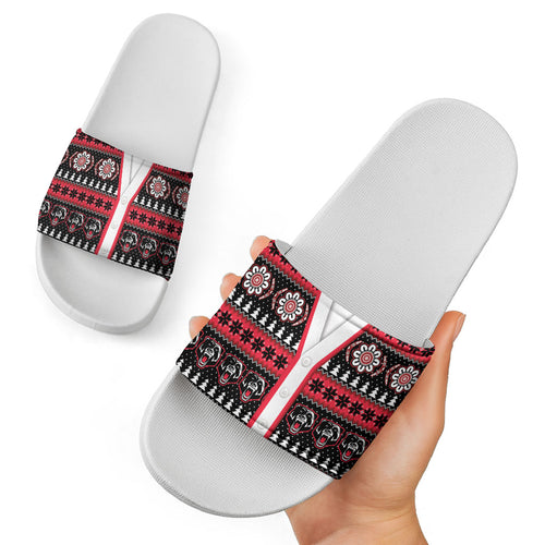 Perth Bears Rugby Christmas Slide Sandals Aboriginal Seamless Cardigan Inspired