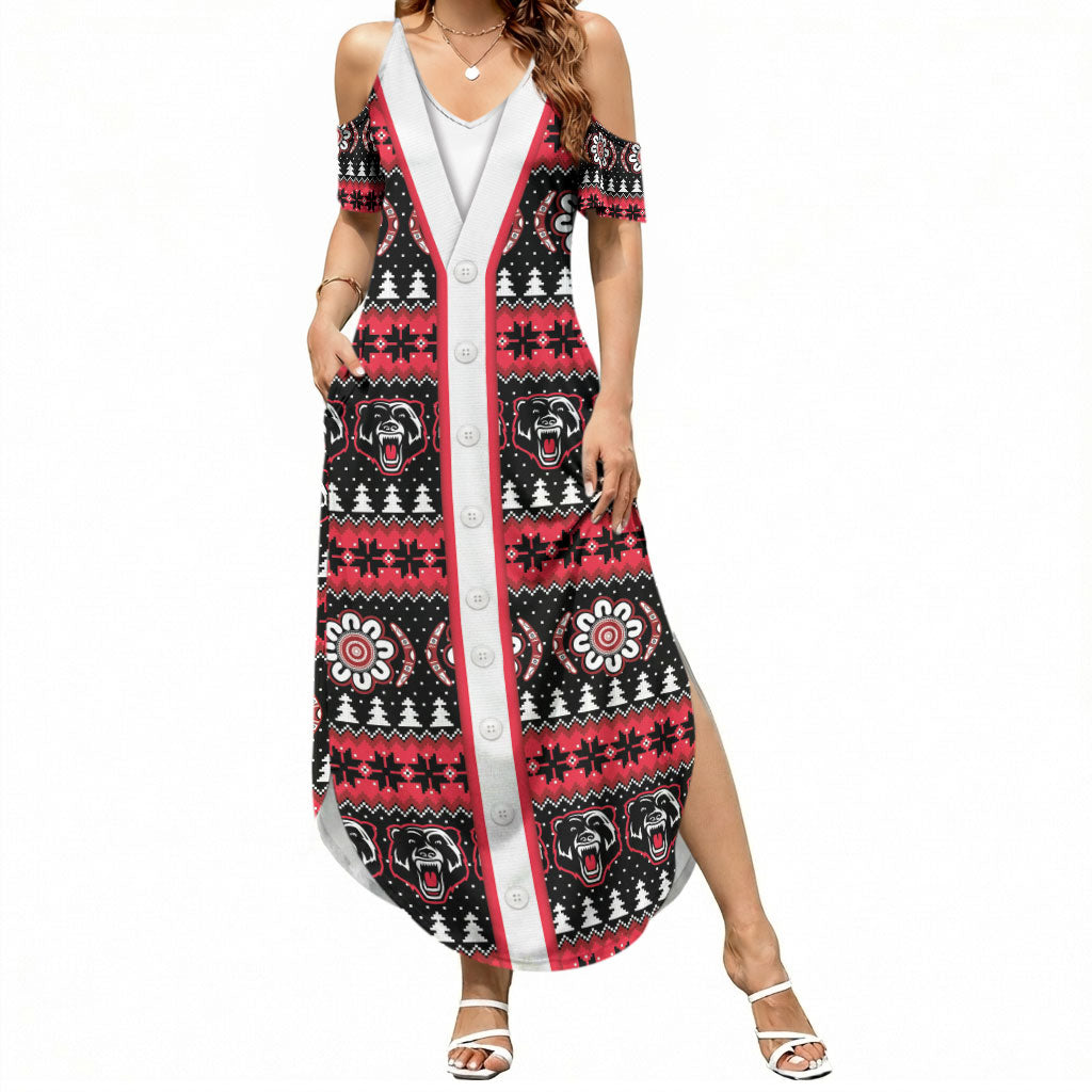 Perth Bears Rugby Christmas Summer Maxi Dress Aboriginal Seamless Cardigan Inspired