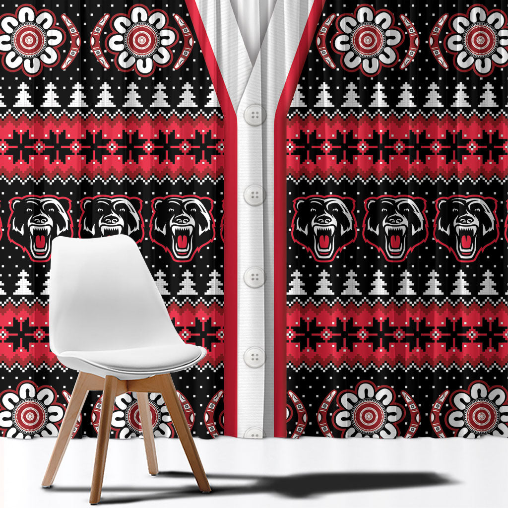 Perth Bears Rugby Christmas Window Curtain Aboriginal Seamless Cardigan Inspired