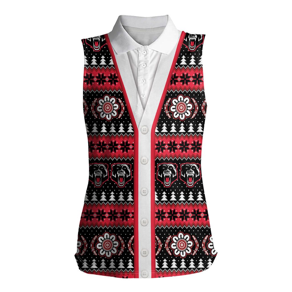 Perth Bears Rugby Christmas Women Sleeveless Polo Shirt Aboriginal Seamless Cardigan Inspired