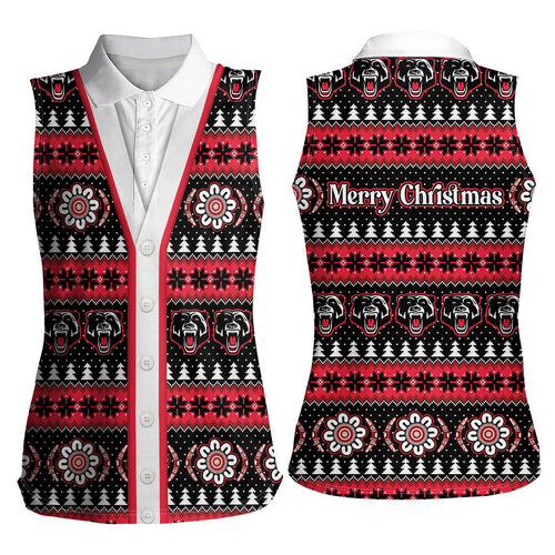 Perth Bears Rugby Christmas Women Sleeveless Polo Shirt Aboriginal Seamless Cardigan Inspired