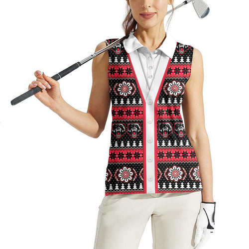 Perth Bears Rugby Christmas Women Sleeveless Polo Shirt Aboriginal Seamless Cardigan Inspired