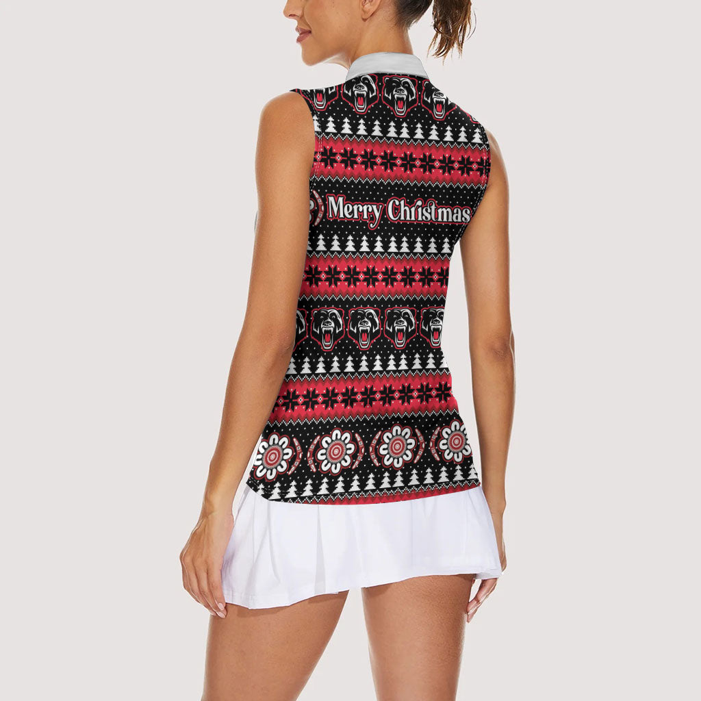 Perth Bears Rugby Christmas Women Sleeveless Polo Shirt Aboriginal Seamless Cardigan Inspired