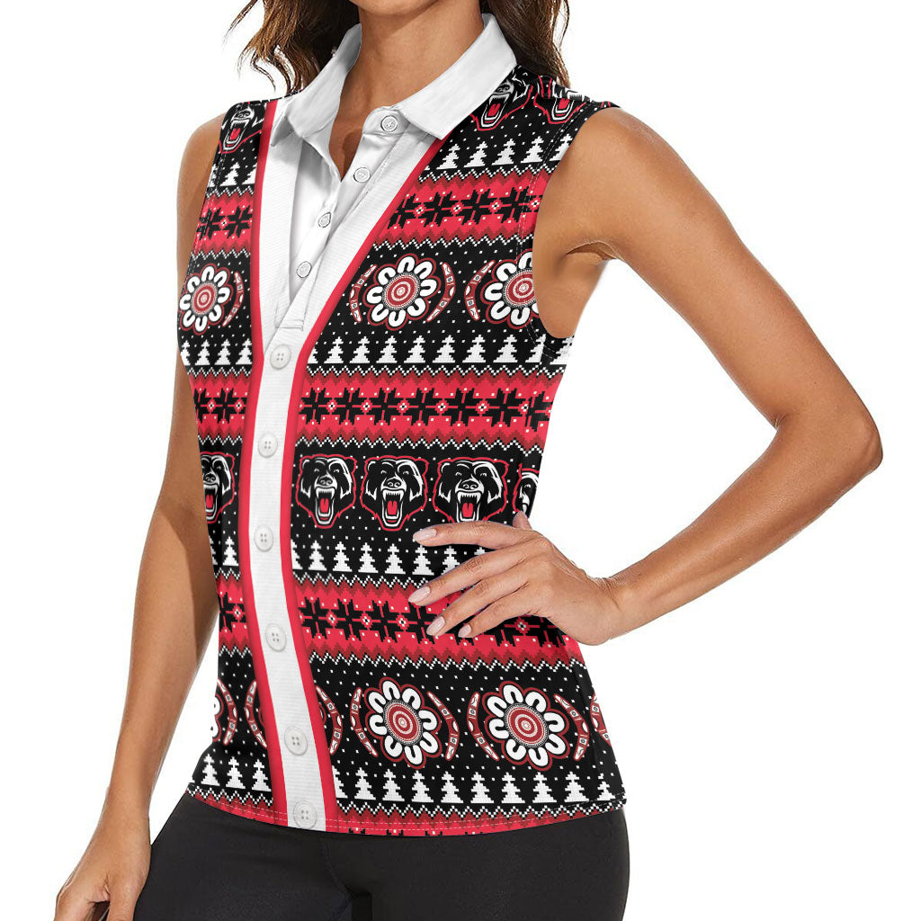 Perth Bears Rugby Christmas Women Sleeveless Polo Shirt Aboriginal Seamless Cardigan Inspired