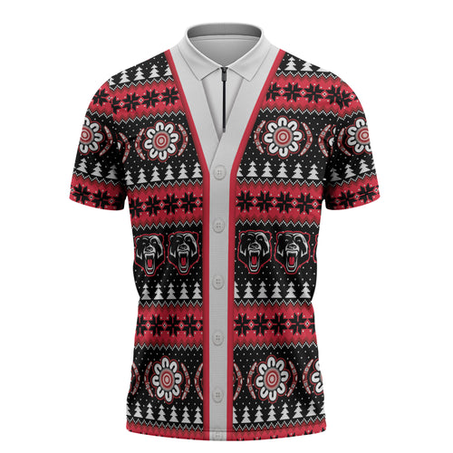 Perth Bears Rugby Christmas Zipper Polo Shirt Aboriginal Seamless Cardigan Inspired