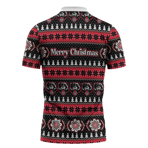 Perth Bears Rugby Christmas Zipper Polo Shirt Aboriginal Seamless Cardigan Inspired