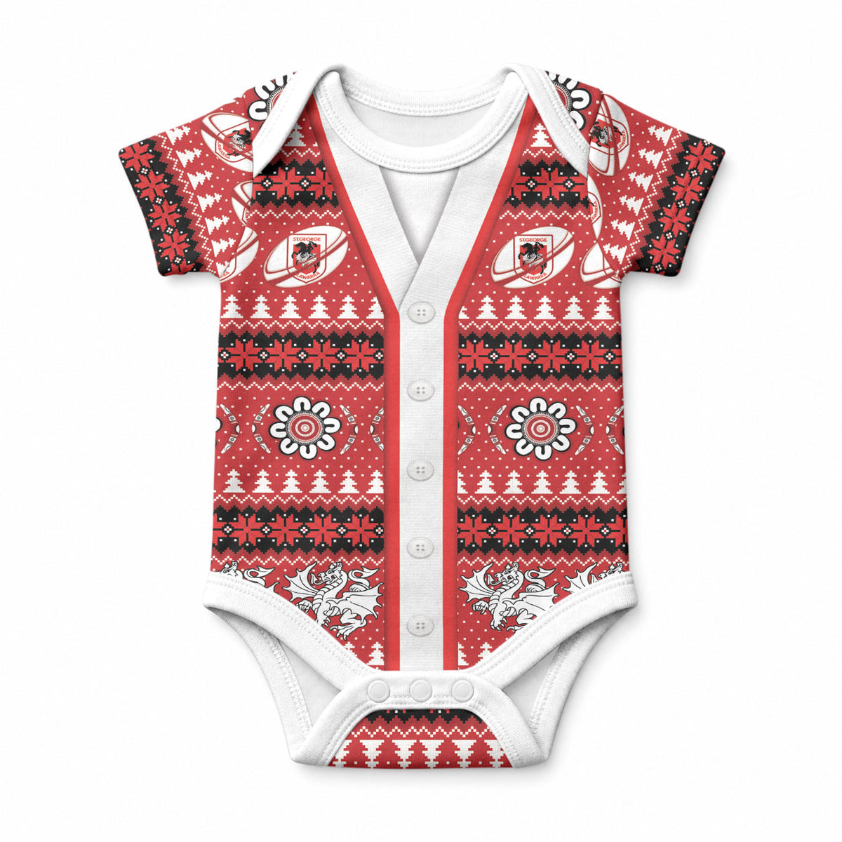 Dragons Rugby Christmas Baby Onesie Aboriginal Seamless Cardigan Inspired