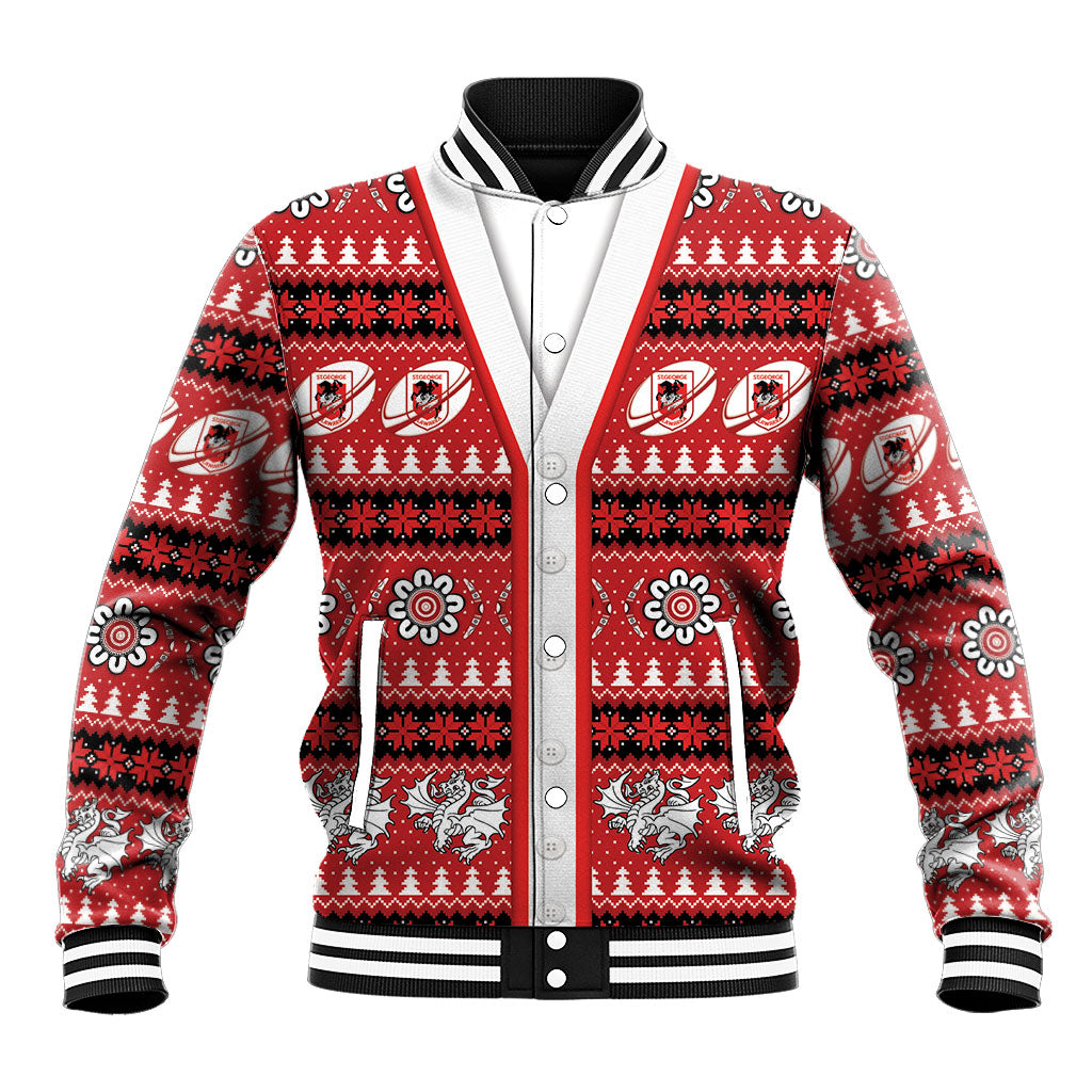 Dragons Rugby Christmas Baseball Jacket Aboriginal Seamless Cardigan Inspired