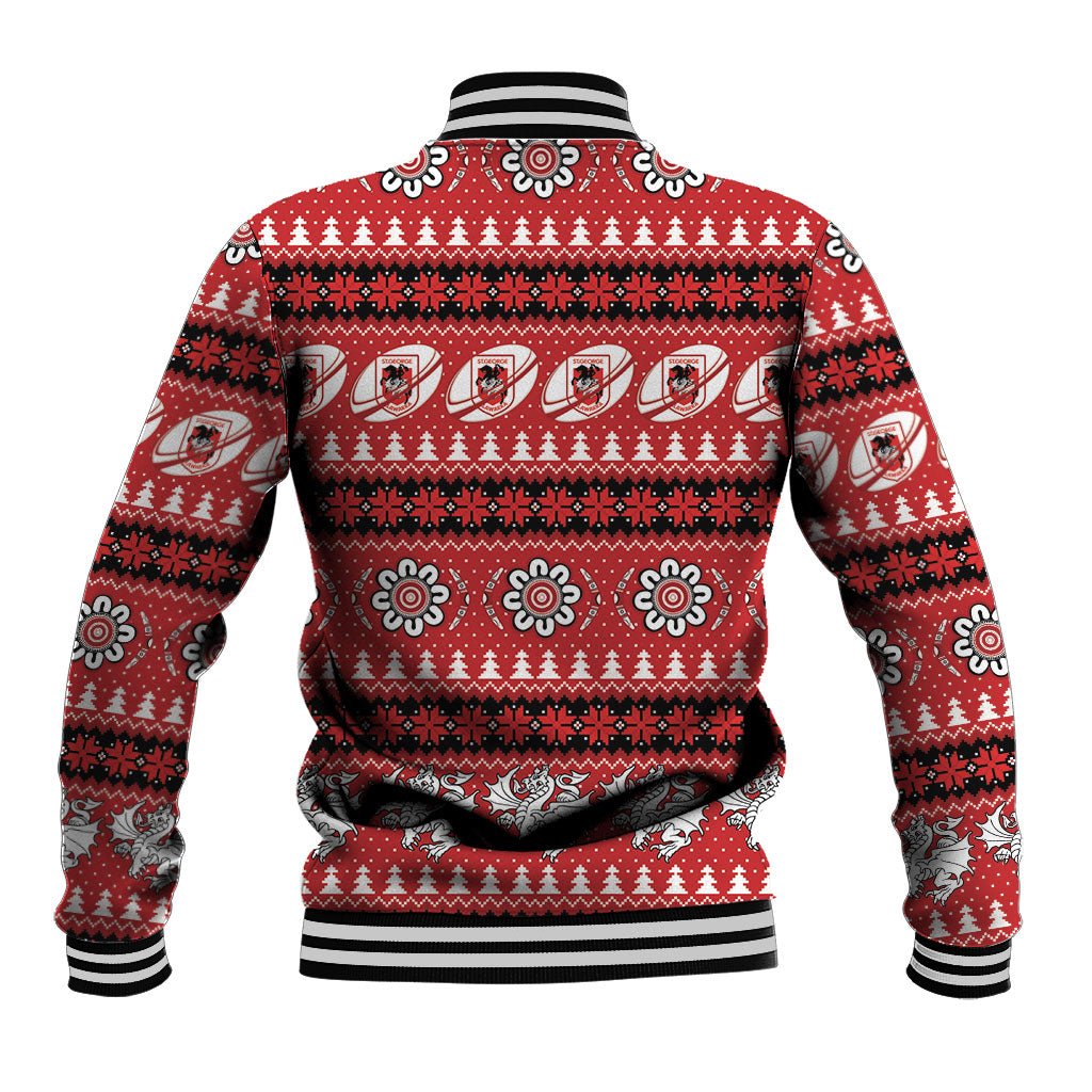 Dragons Rugby Christmas Baseball Jacket Aboriginal Seamless Cardigan Inspired