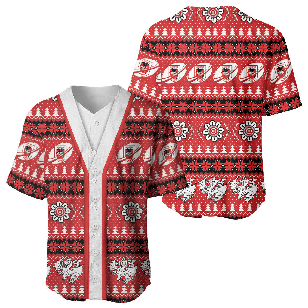 Dragons Rugby Christmas Baseball Jersey Aboriginal Seamless Cardigan Inspired