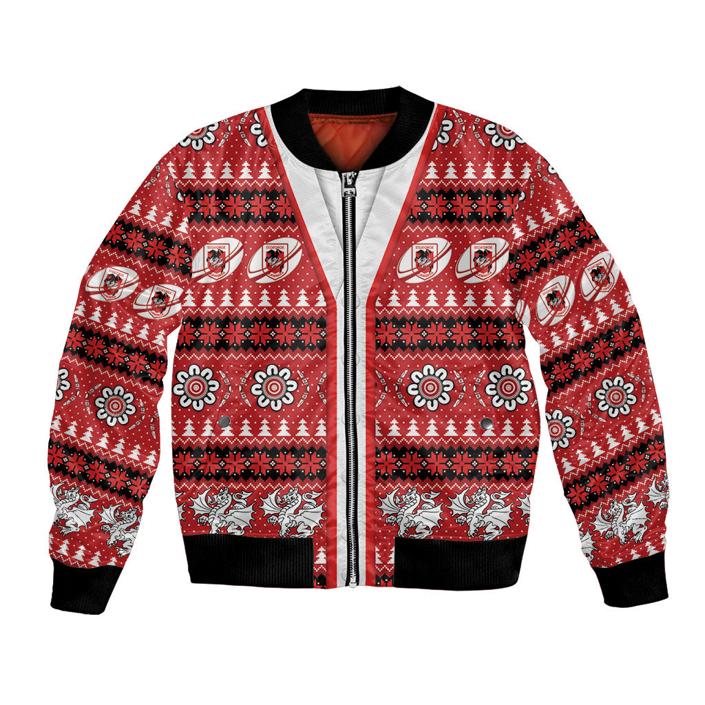 Dragons Rugby Christmas Bomber Jacket Aboriginal Seamless Cardigan Inspired