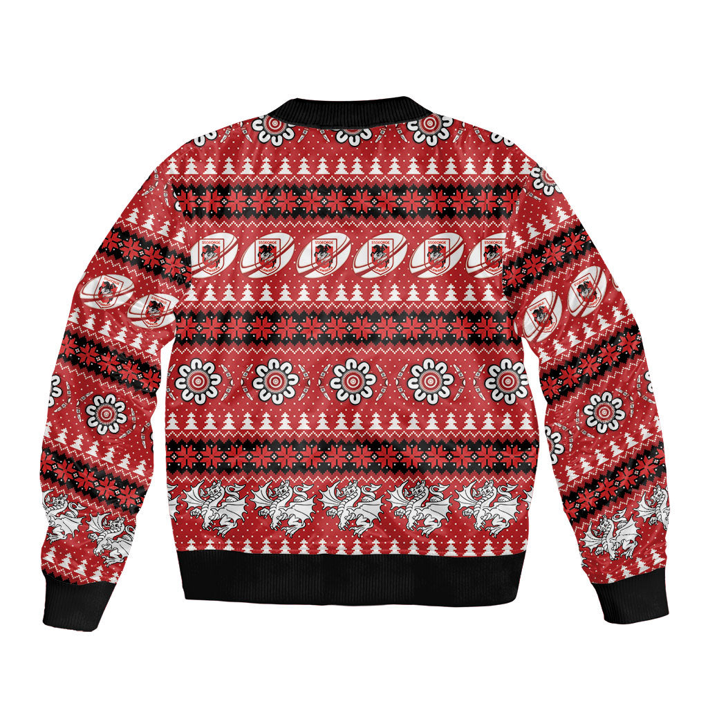 Dragons Rugby Christmas Bomber Jacket Aboriginal Seamless Cardigan Inspired