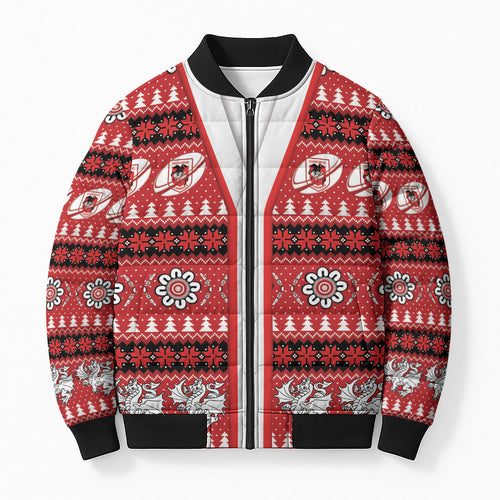 Dragons Rugby Christmas Bomber Puffer Jacket Aboriginal Seamless Cardigan Inspired