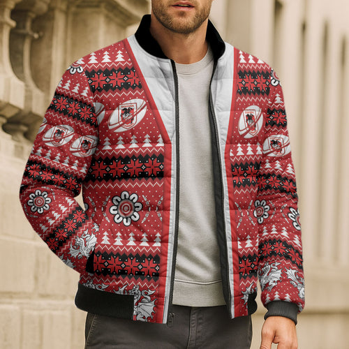 Dragons Rugby Christmas Bomber Puffer Jacket Aboriginal Seamless Cardigan Inspired