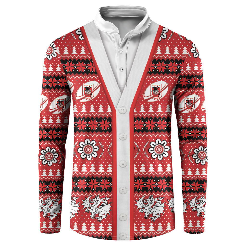 Dragons Rugby Christmas Button Sweatshirt Aboriginal Seamless Cardigan Inspired