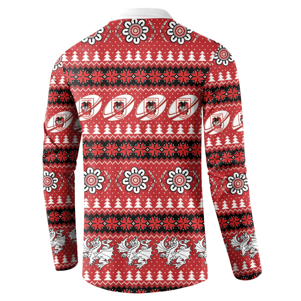 Dragons Rugby Christmas Button Sweatshirt Aboriginal Seamless Cardigan Inspired