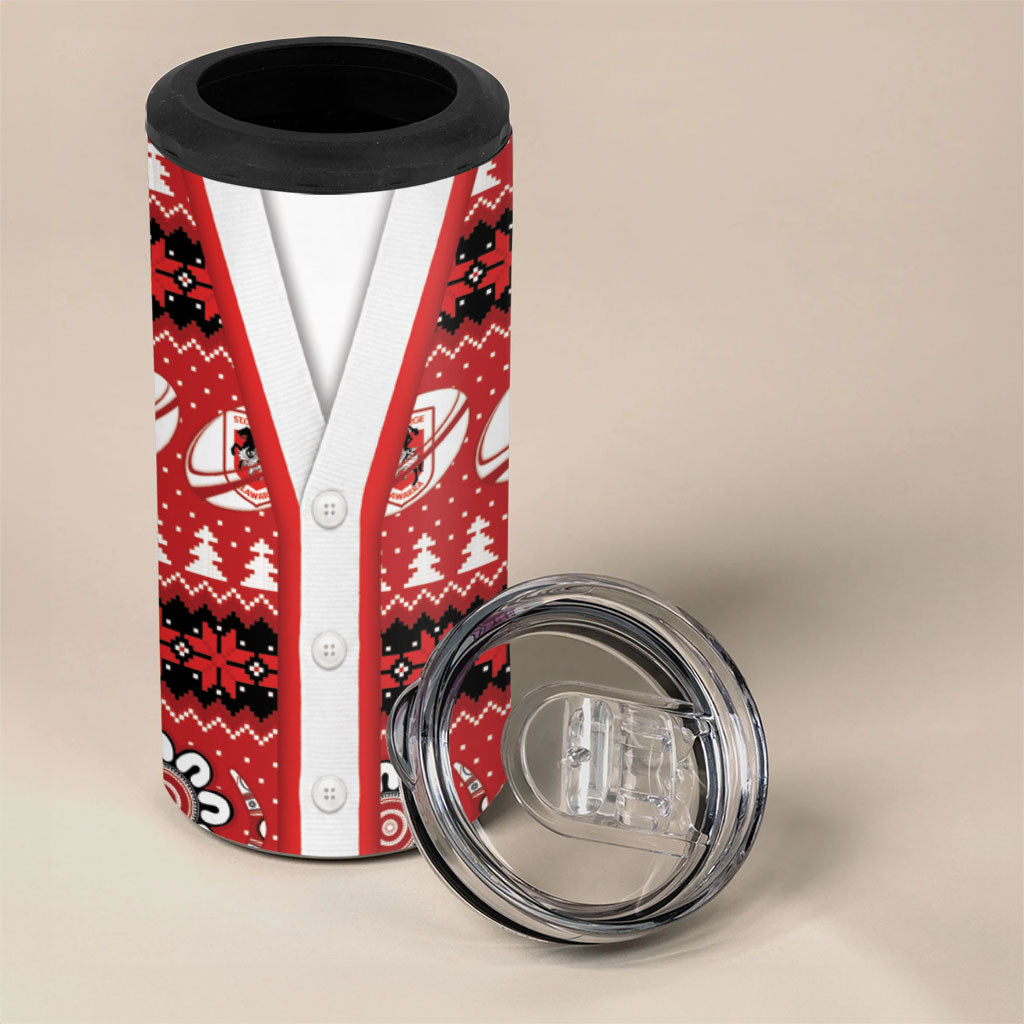 Dragons Rugby Christmas 4 in 1 Can Cooler Tumbler Aboriginal Seamless Cardigan Inspired