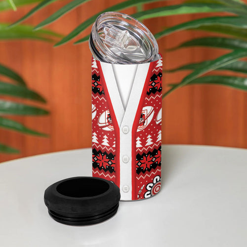 Dragons Rugby Christmas 4 in 1 Can Cooler Tumbler Aboriginal Seamless Cardigan Inspired