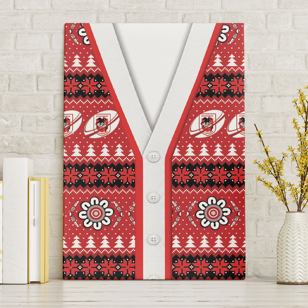Dragons Rugby Christmas Canvas Wall Art Aboriginal Seamless Cardigan Inspired