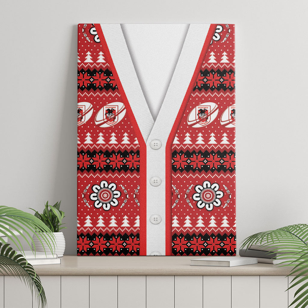 Dragons Rugby Christmas Canvas Wall Art Aboriginal Seamless Cardigan Inspired