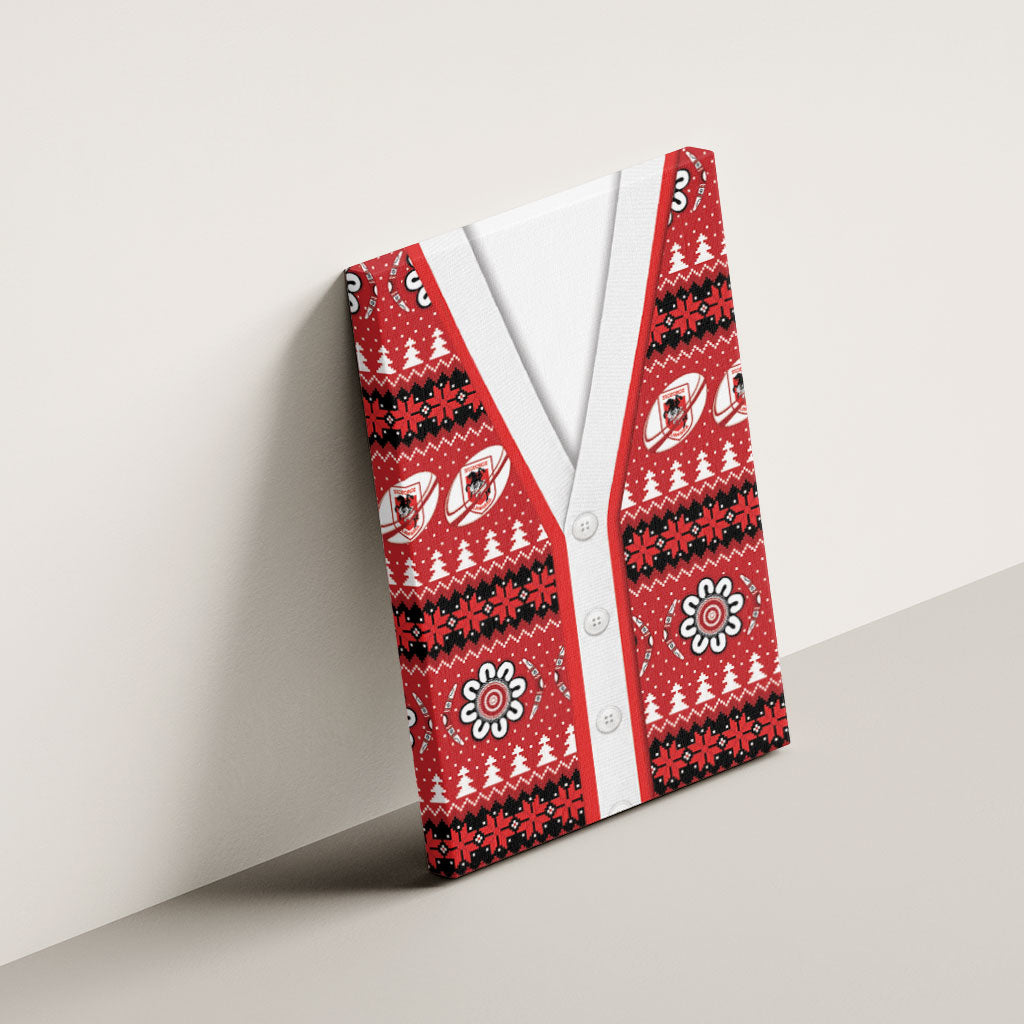 Dragons Rugby Christmas Canvas Wall Art Aboriginal Seamless Cardigan Inspired