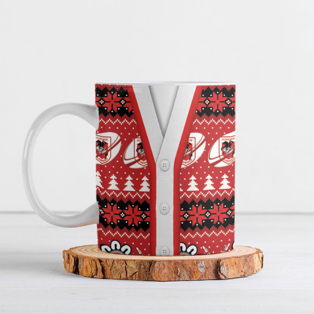 Dragons Rugby Christmas Ceramic Mug Aboriginal Seamless Cardigan Inspired
